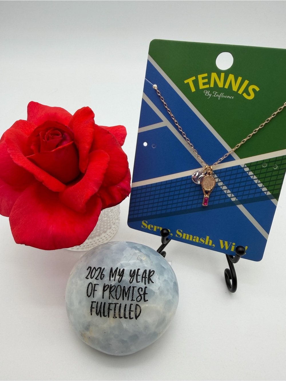 Women’s Gold Tennis Racket Pendant Necklace - Gold plated zinc alloy metal; 17”
